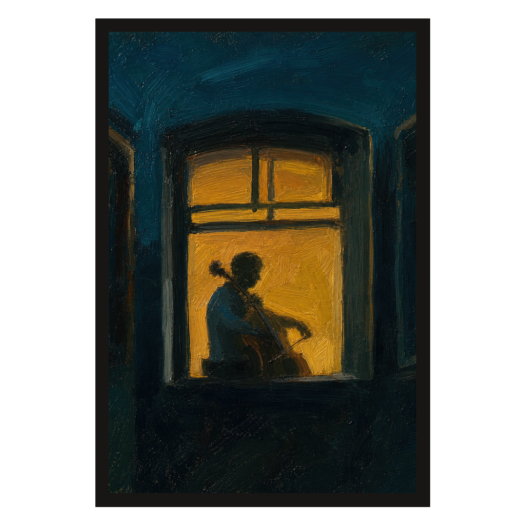 Teal Night, Cellist, product preview card.