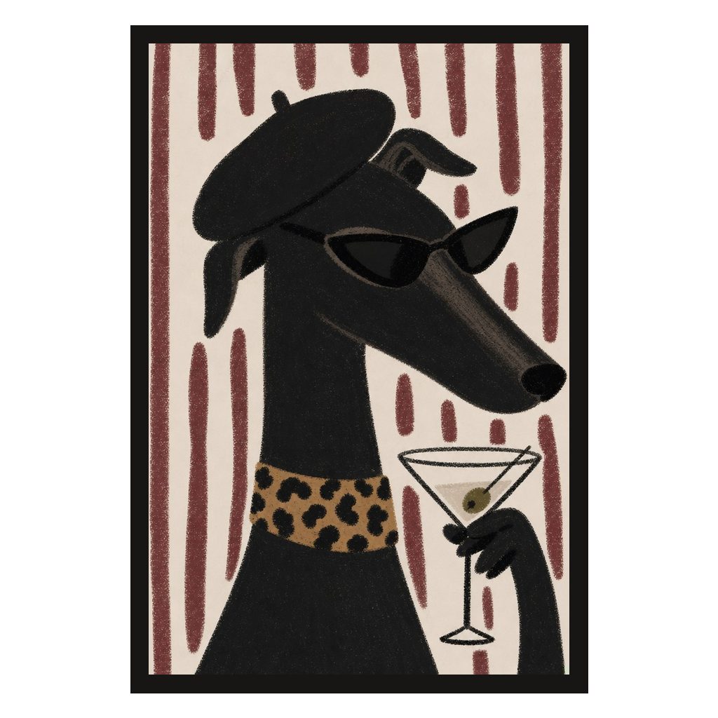 Greyhound, Beret, Martini, product preview card.