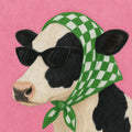 Chihuahua in green checks and black sunglasses. Painterly illustration print by Drunk Dame.