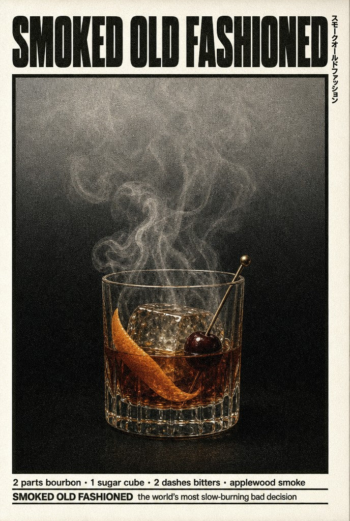 SMOKED OLD FASHIONED. Femme art print by Drunk Dame.