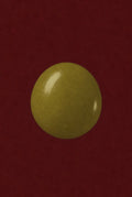 Single olive on oxblood, deep film grain. Femme art print by Drunk Dame.