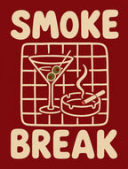 SMOKE BREAK in cream type on deep oxblood. Femme art print by Drunk Dame.