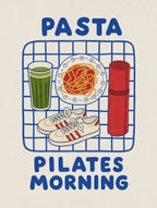 PASTA PILATES MORNING. Femme art print by Drunk Dame.
