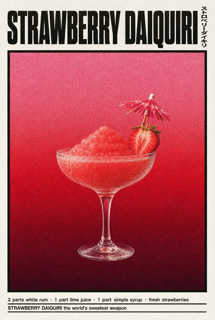 STRAWBERRY DAIQUIRI. Femme art print by Drunk Dame.