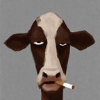 Brown wash, lit cigarette, soft grey ground. Painterly illustration print by Drunk Dame.
