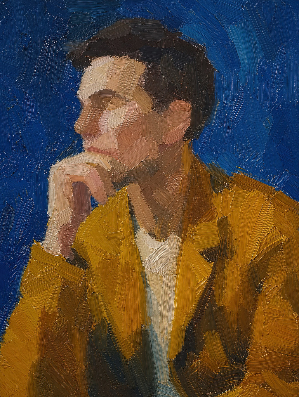 Mustard Jacket, Blue, solo