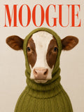 Greyhound on the cover of DOGUE, olive knit, full editorial. Painterly illustration print by Drunk Dame.