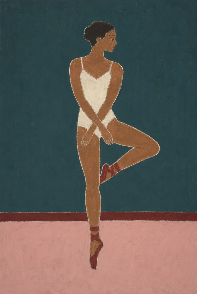 Folk-art boxer, sketched loose, painted in three colors. Folk art figure print by Drunk Dame.