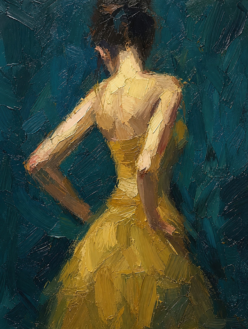 Gold Dress, Teal, solo