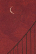 Oxblood sky, bone moon, bridge cables in silhouette. Abstract art print by Drunk Dame.