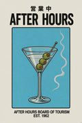 AFTER HOURS travel poster. Travel poster print by Drunk Dame.