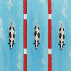 Olympic pool from above, red lane lines, every swimmer in her own. Painterly illustration print by Drunk Dame.