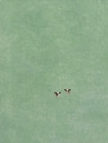 Two swimmers, one flat green sea. Painterly illustration print by Drunk Dame.