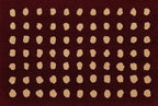Cream organic dots scattered across deep oxblood, heavy cinematic grain. Femme art print by Drunk Dame.