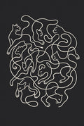 Cream monoline on near-black, nude figures braided into a single mass. Line art print by Drunk Dame.