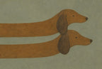 Two long dachshunds on sage. Femme art print by Drunk Dame.