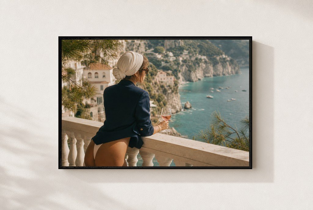 Rosé Over the Coast, framed