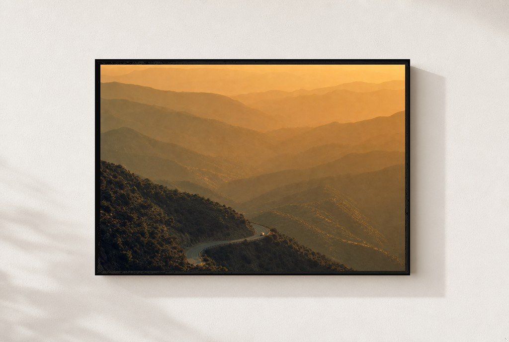 Ridgeline Haze, framed