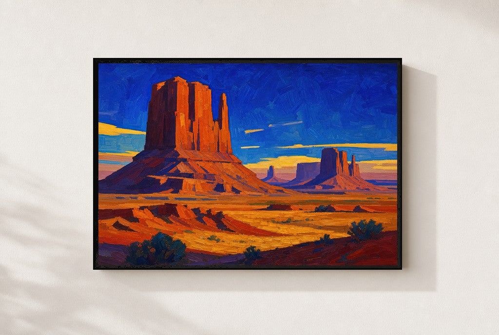 Buttes at First Light, framed close-up, black
