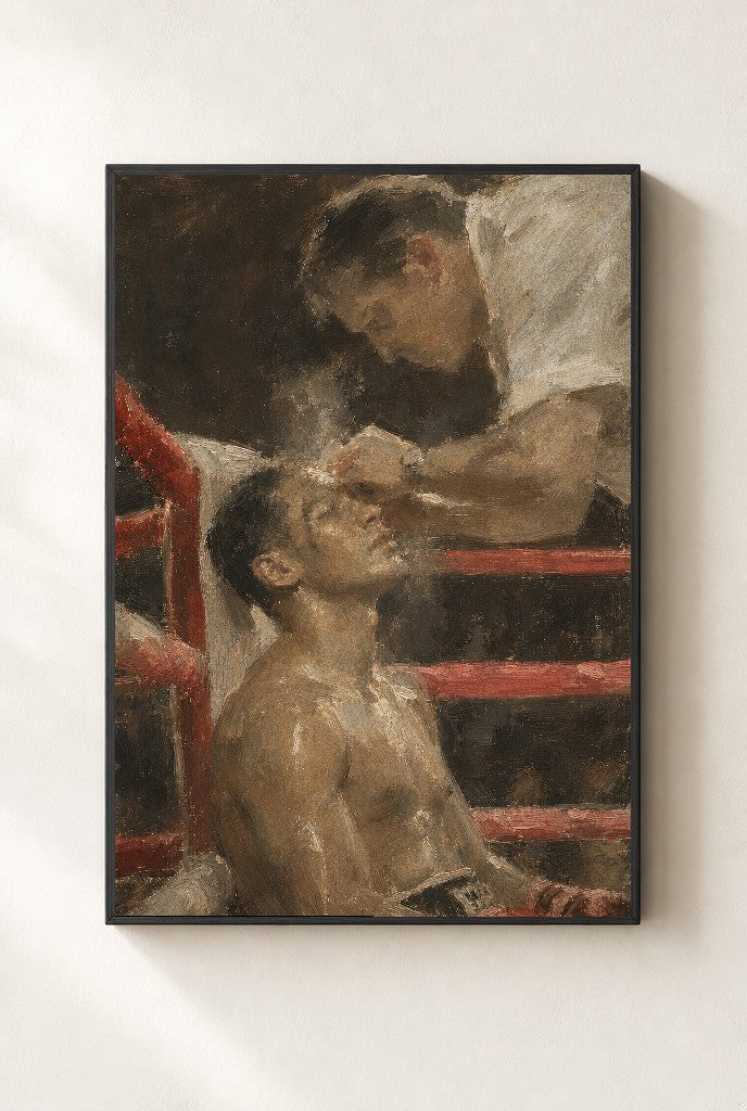 Between Rounds, framed close-up, black