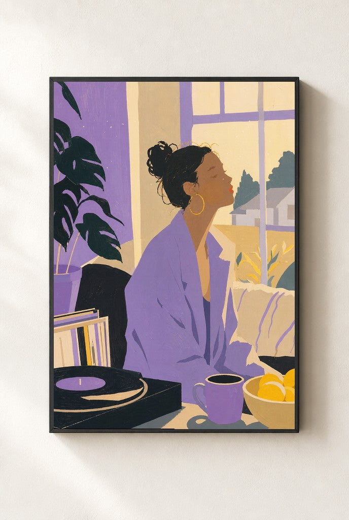 Vinyl and Lavender, framed close-up, black