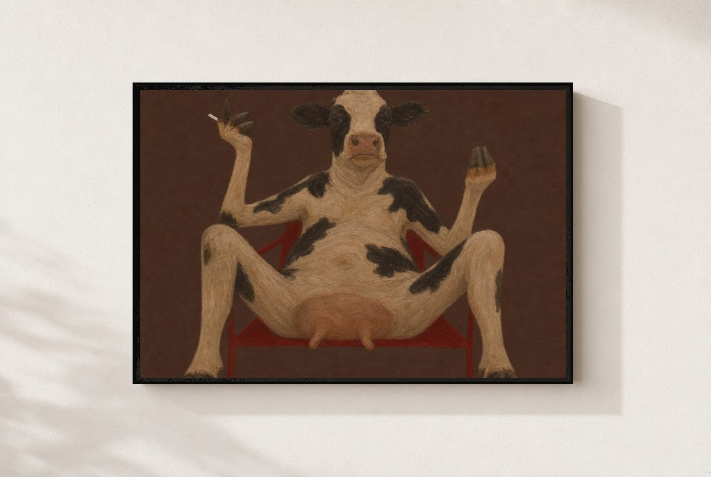 Sunday Afternoon print, mounted in a black wood frame on a cream wall.