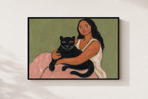 Black Cat, Held, framed close-up, black