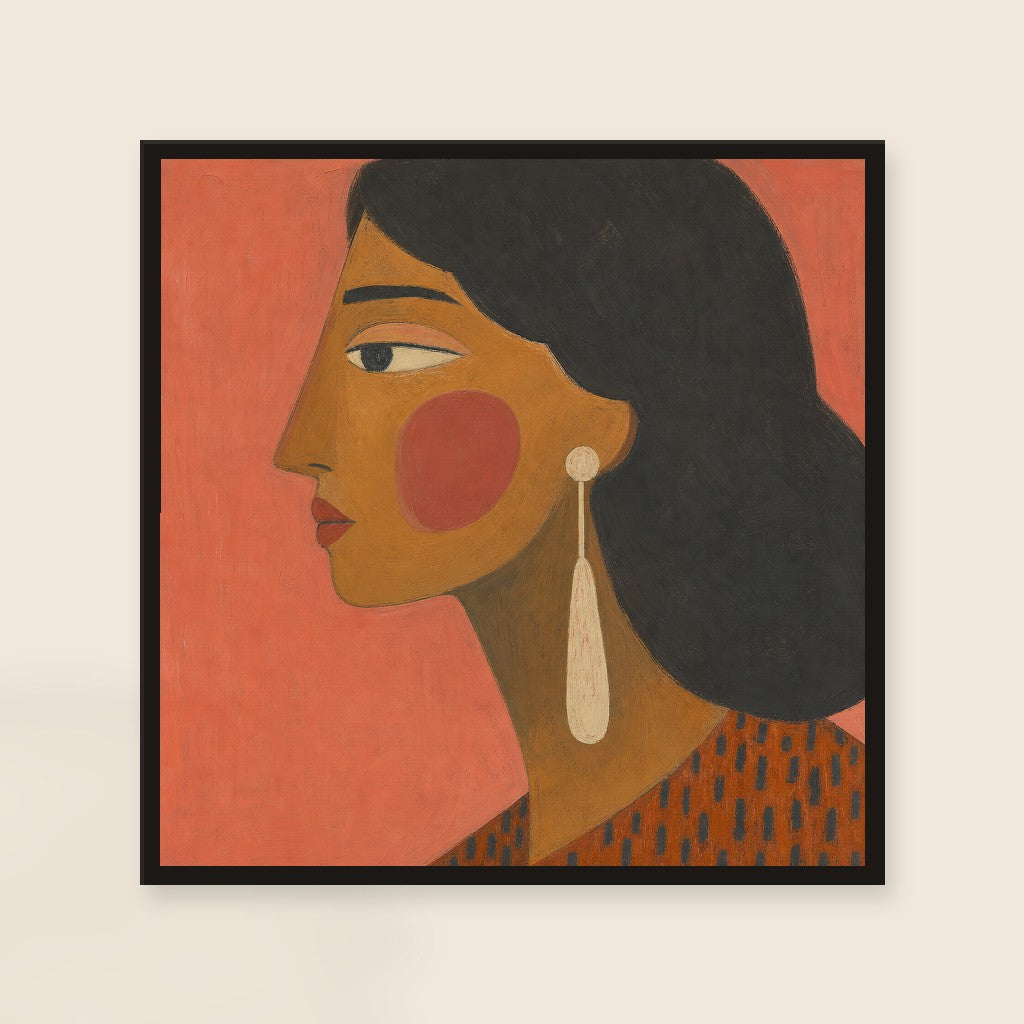 Profile in Coral, framed close-up, black