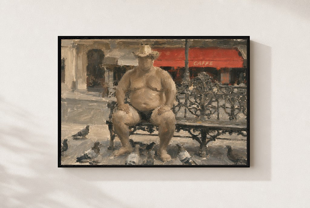 Sumo in Paris, framed close-up, black