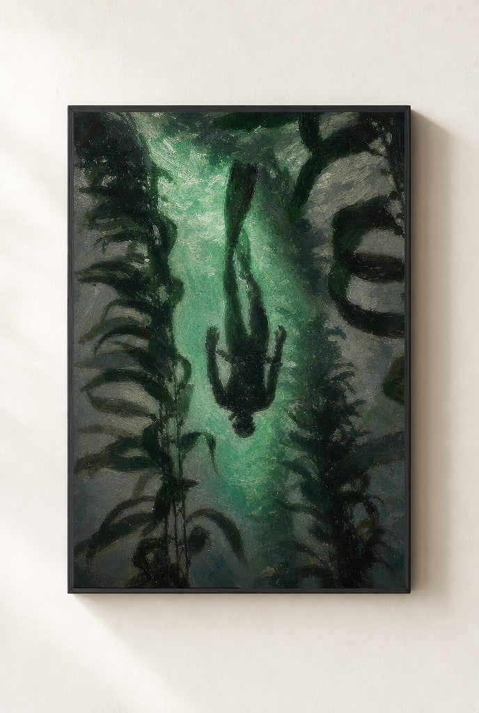 Down in the Kelp, framed close-up, black