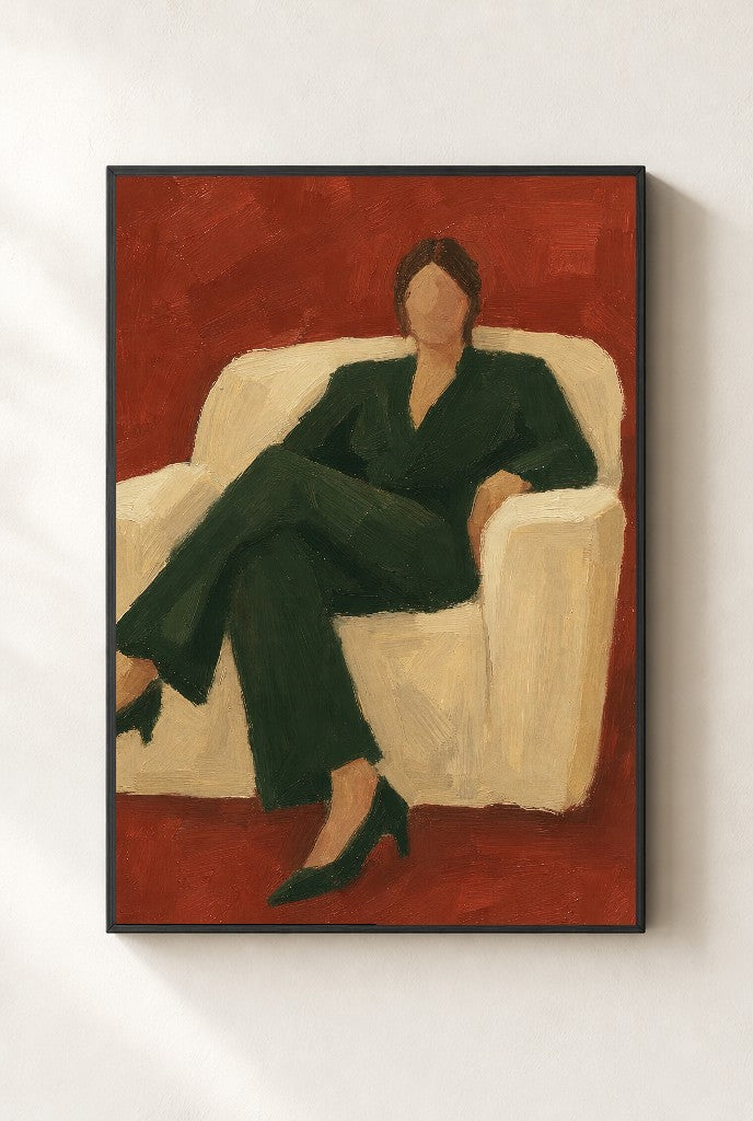 Forest Suit on Brick, framed close-up, black