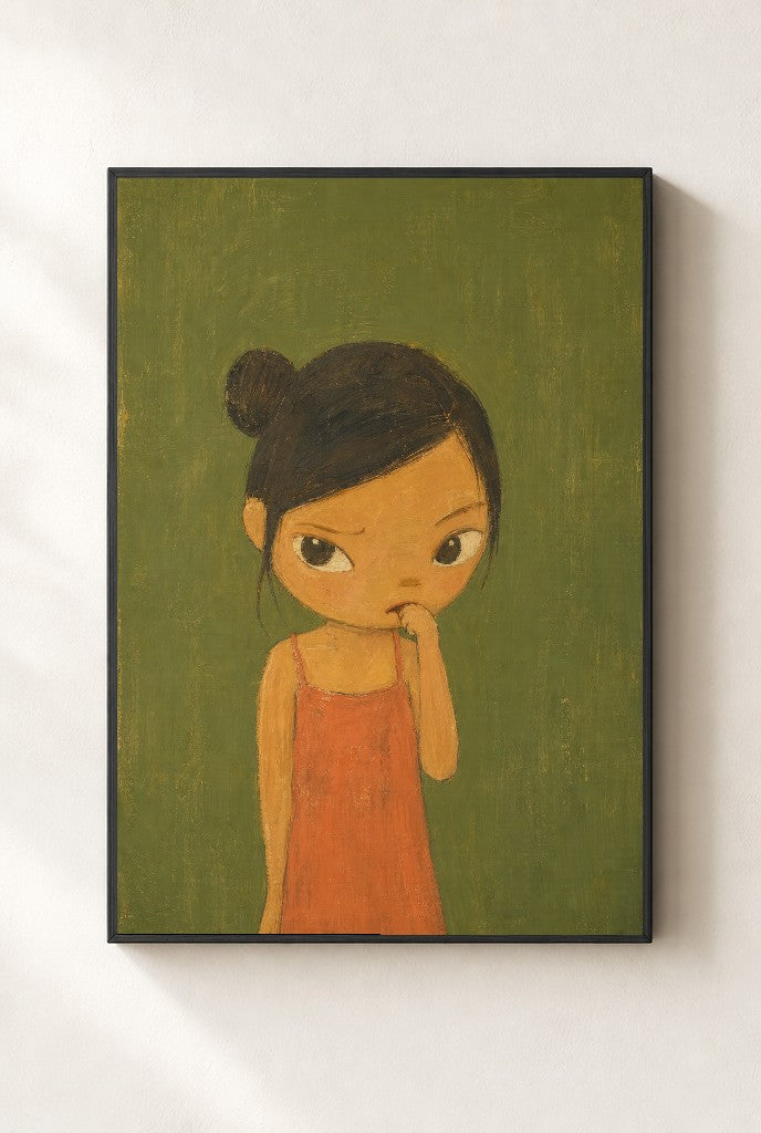 Caught Thinking, framed close-up, black