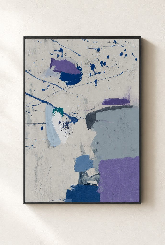 Cool Marks, Cream print, mounted in a black wood frame on a cream wall.