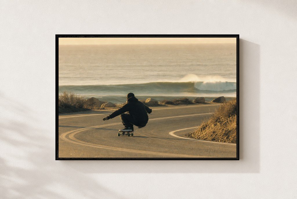 Crouched at the Break, framed
