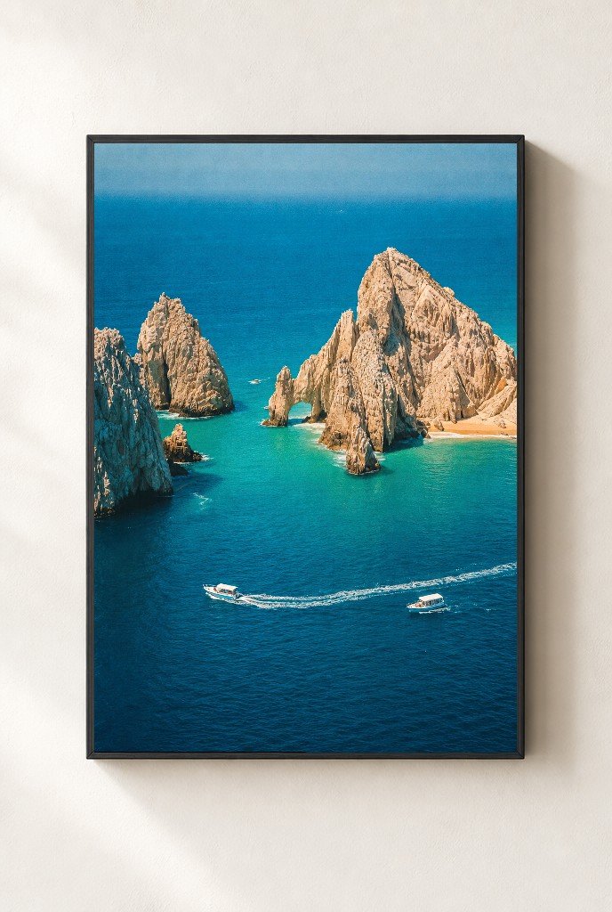 Cliffs in Gold Light, framed