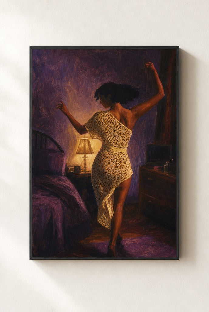 Dancing It Off, framed close-up, black