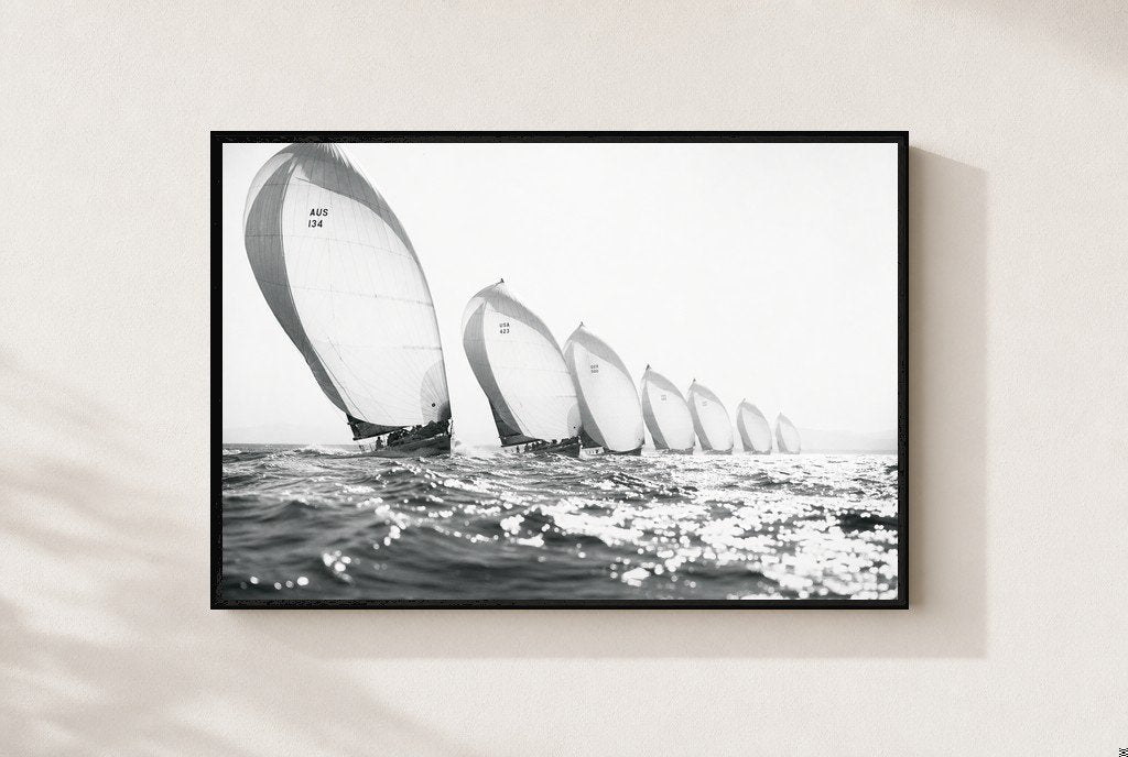 Spinnakers in Line, framed