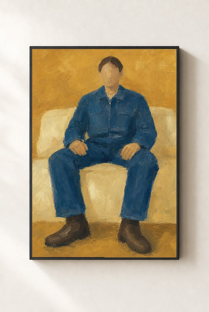 Denim Workwear, Ochre, framed close-up, black