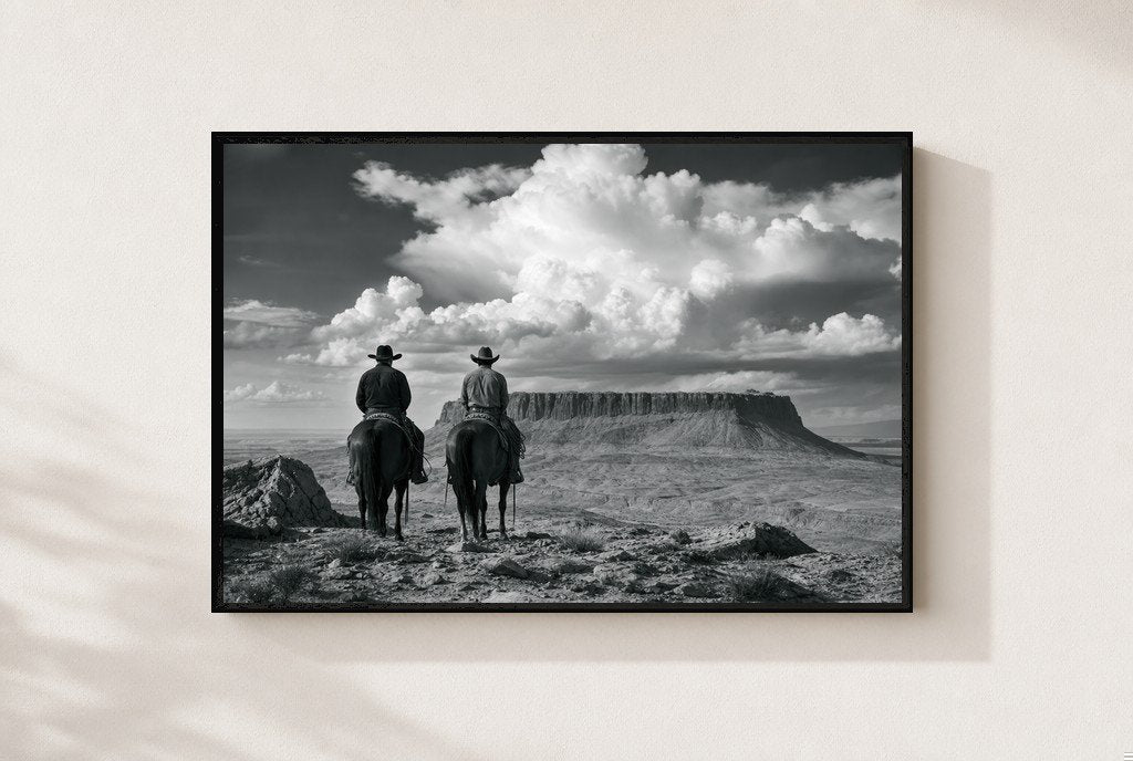 Two Riders, Big Sky, framed