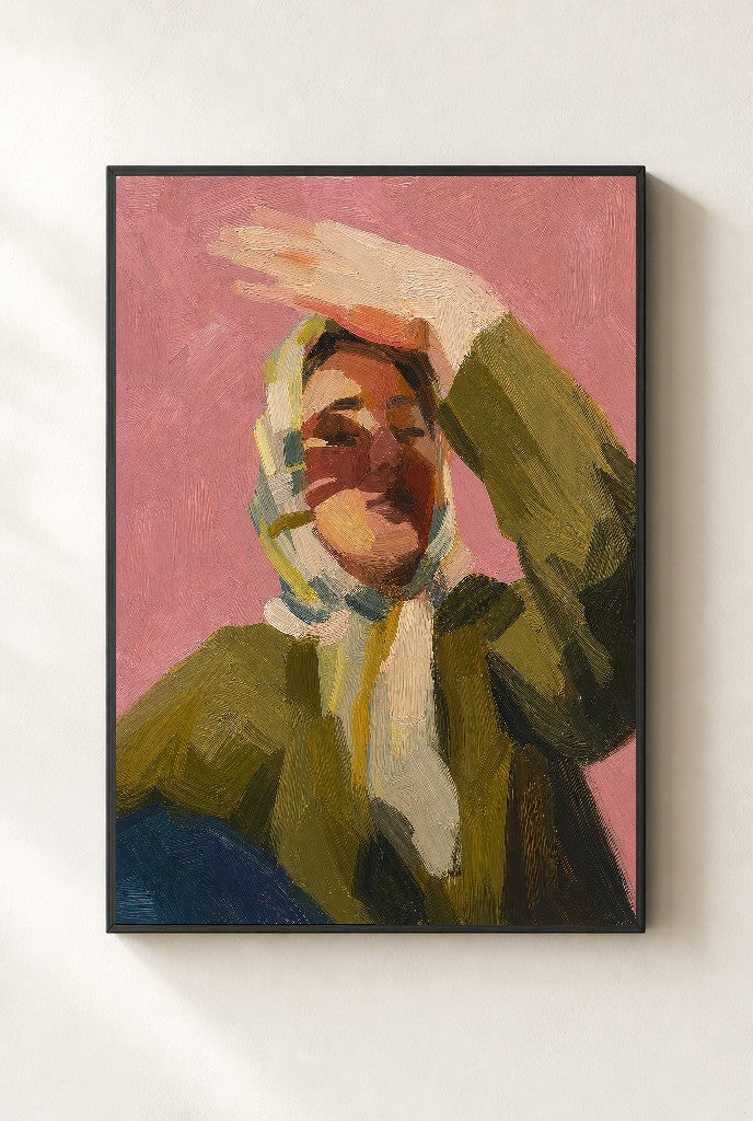 Olive Jacket, Pink, framed close-up, black