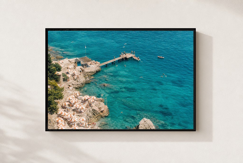 The Swimming Cove, framed