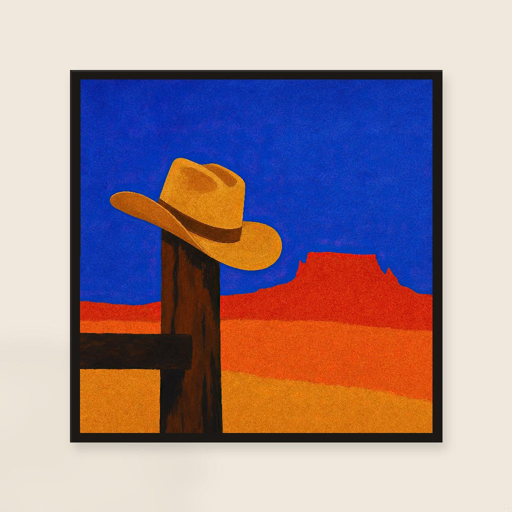 Hat on the Post, framed close-up, black