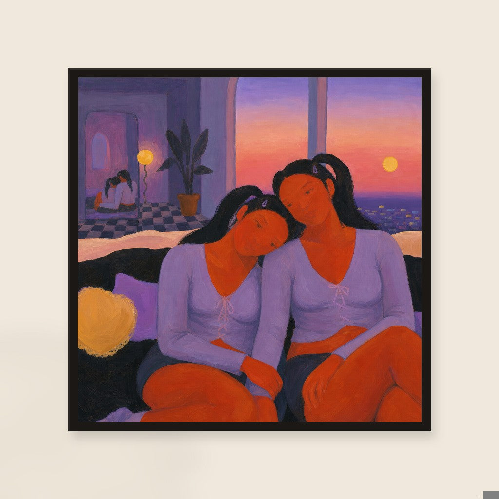 Us, at Sundown, framed close-up, black