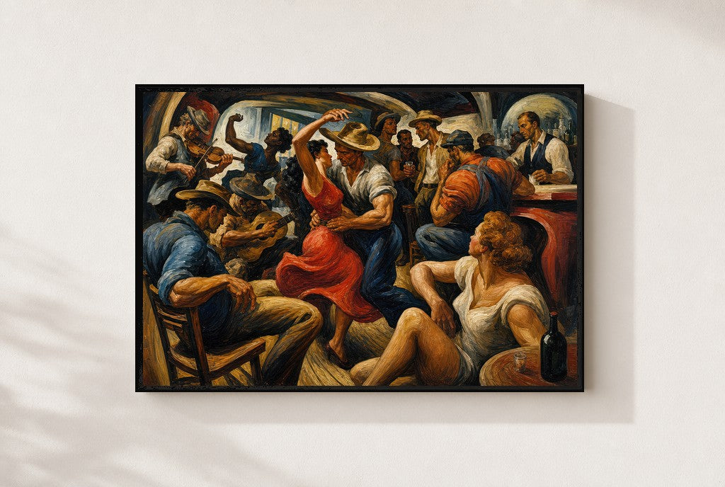 Last Call at the Saloon, framed close-up, black