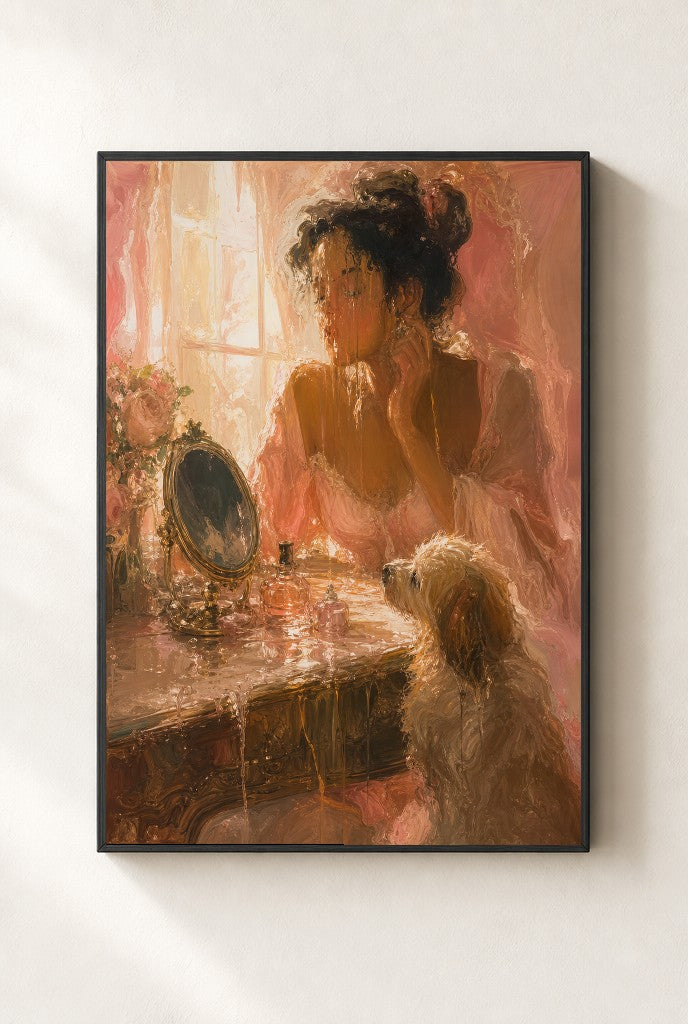 Two of Her, in Green, framed close-up, black