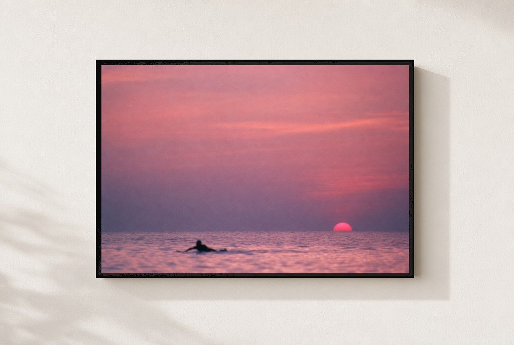 Swim at Sundown, framed
