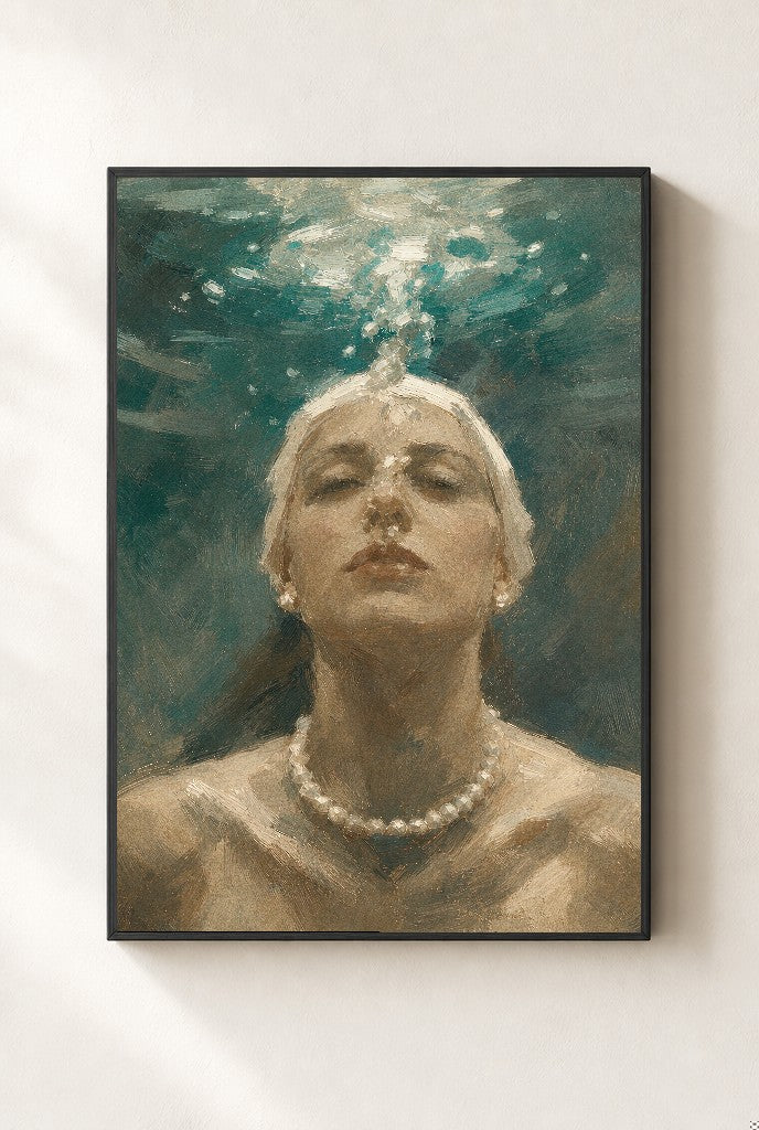 Holding Her Breath, framed close-up, black
