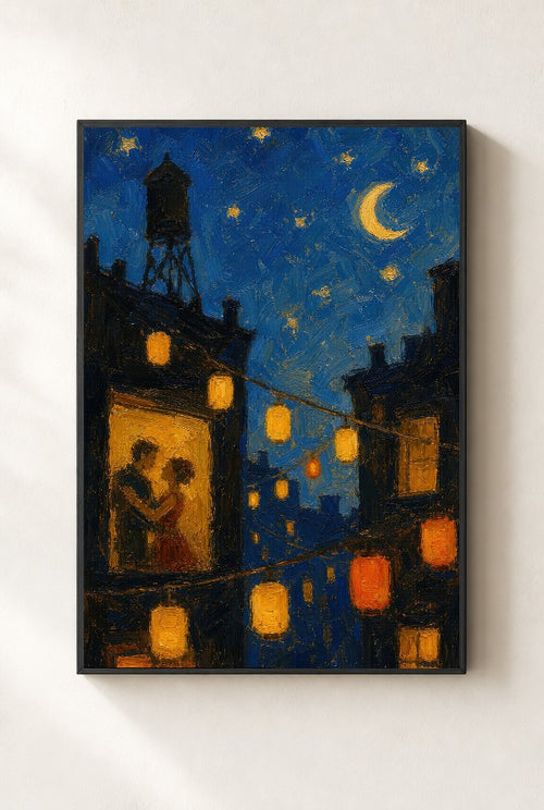 Amber Night, Dancers, framed close-up, black