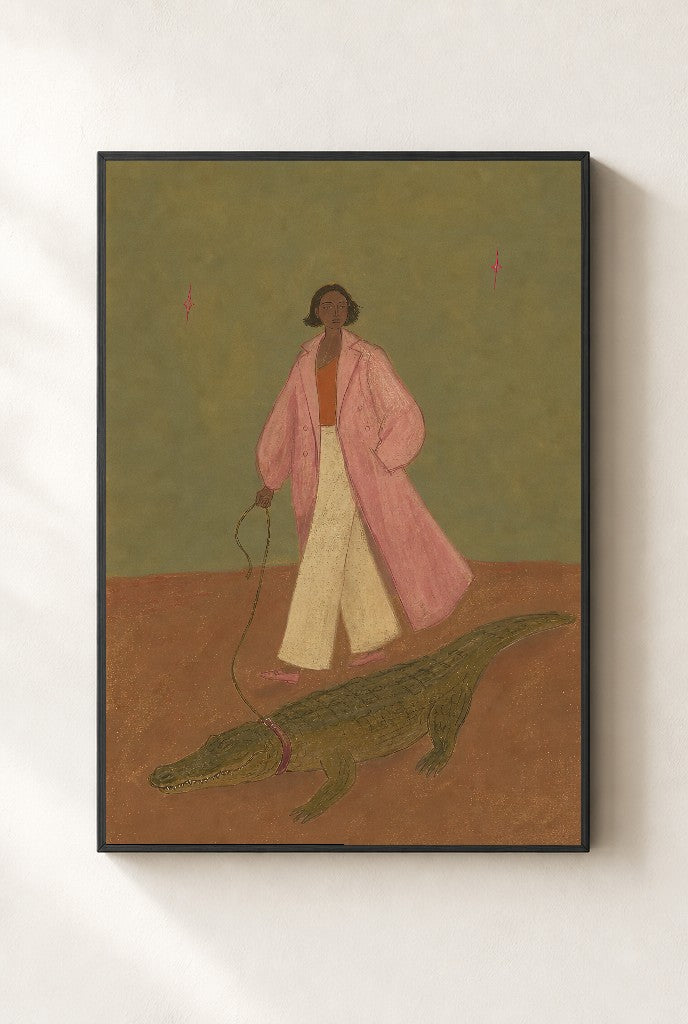 Walking the Croc, framed close-up, black