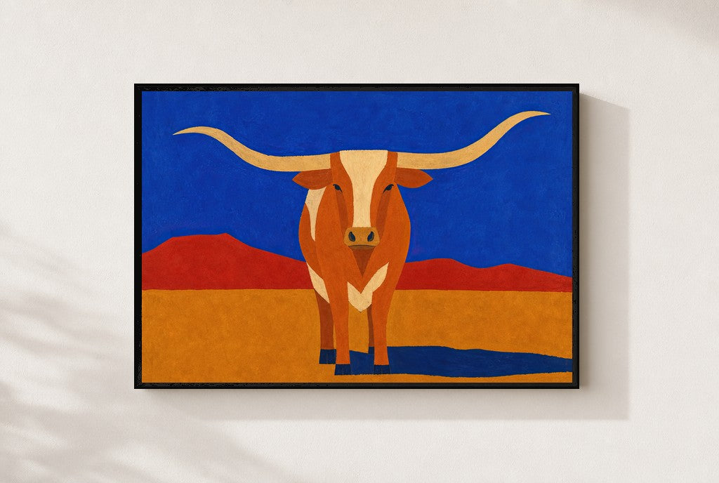 Longhorn, Unbothered, framed close-up, black